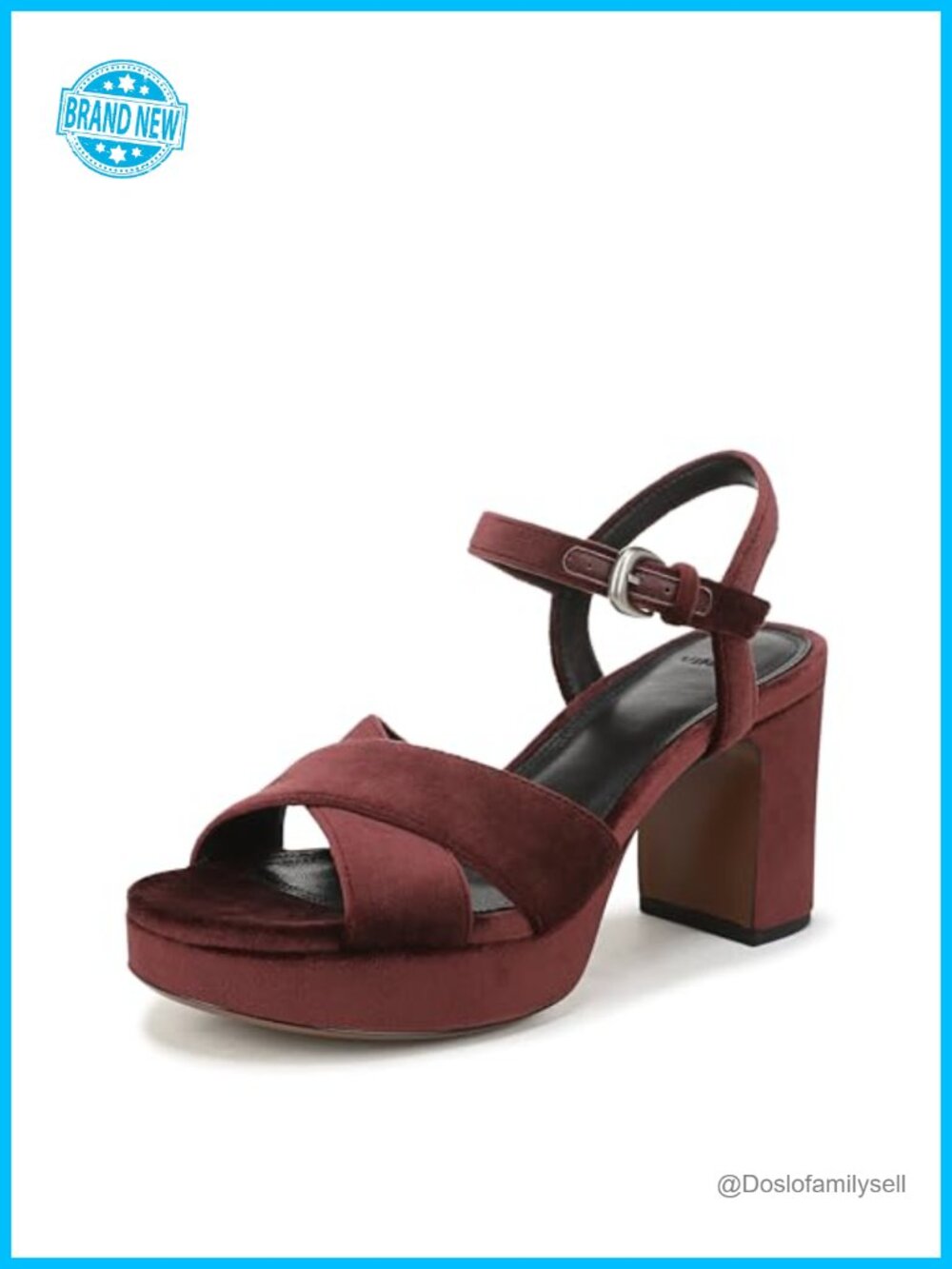 Velvet Platform Heeled Sandals with Strappy Design and 3.125 Inch Block Heel